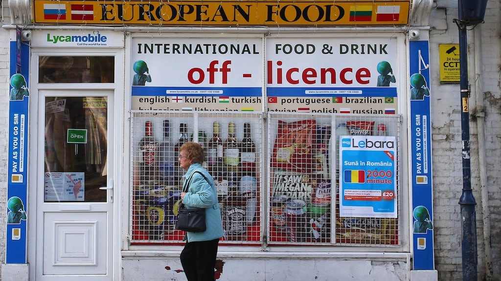 An eastern European food shop in England. Photograph: Lindsey Parnaby/AFP/Getty Images