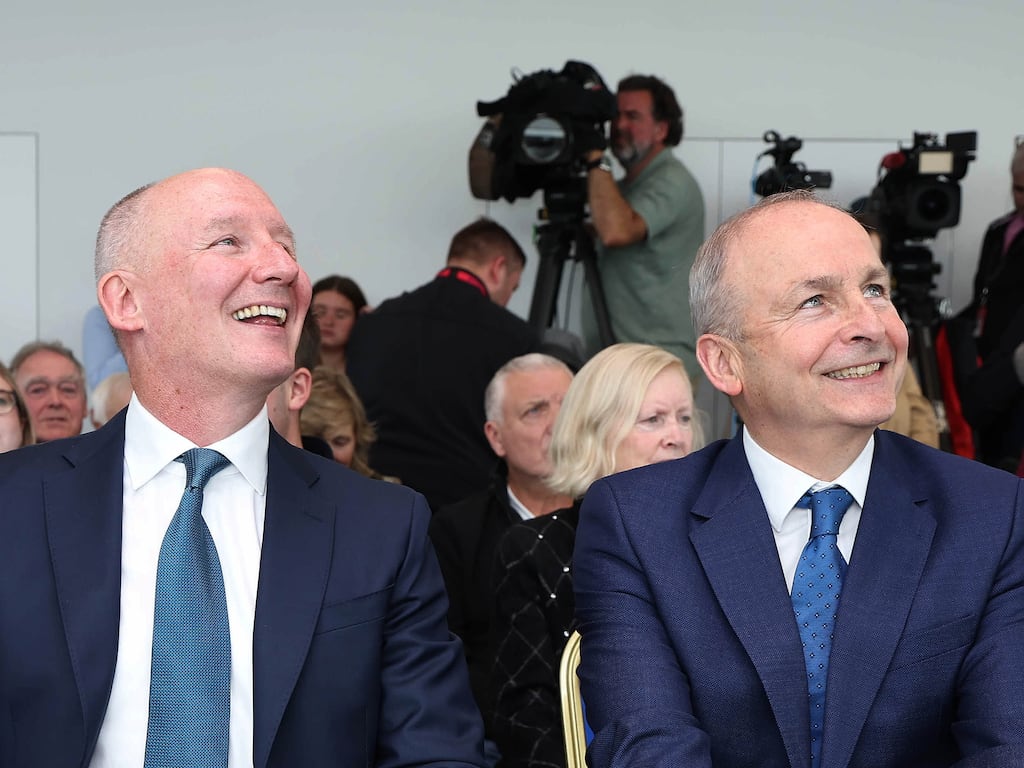 Fianna Fáil's former presidential candidate, Jim Gavin and Taoiseach Micheal Martin. Photograph: Damien Eagers/Fianna Fáil