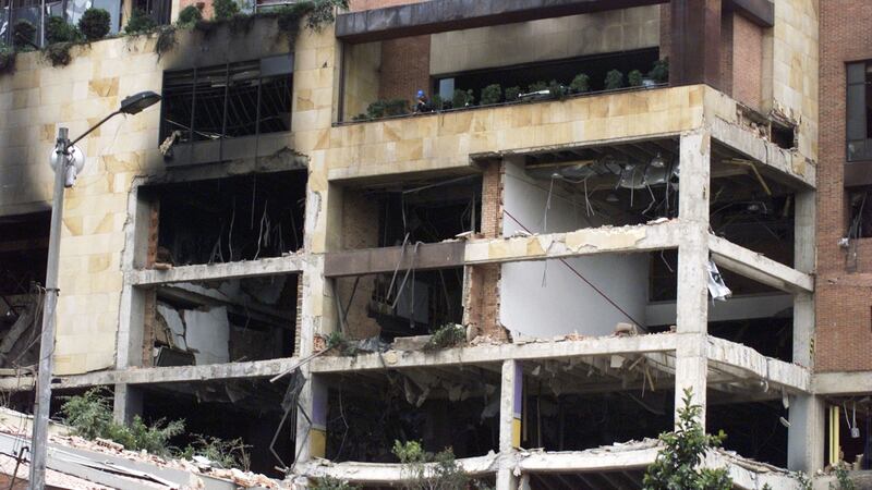 El Nogal club on February 8th, 2003, in Bogota. In all, 36 people died in a bombing at the club the previous day, and about 200 were injured. Photograph: Carlos Villalon/Getty Images