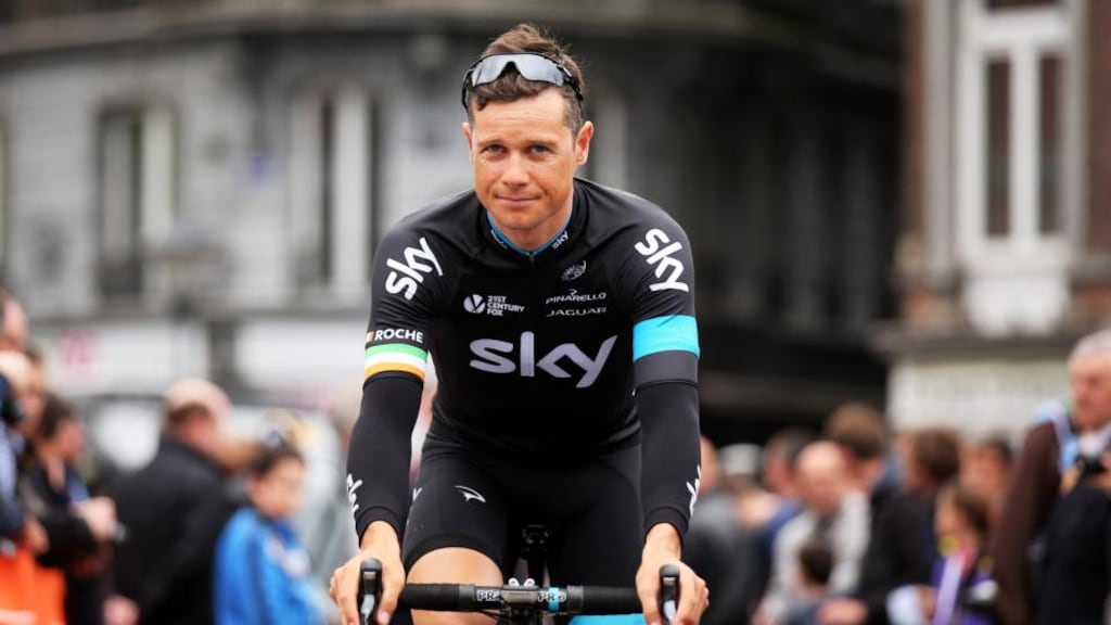 Nicholas Roche of Ireland was involved in a large crash which brought him and Dan Martin down inside the final hour of the Liege-Bastogne-Liege. Photo: Bryn Lennon/Getty Images