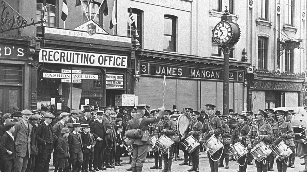 A British Army recruiting Band in Patrick St, Cork. Photograph: courtesy of Evening Echo