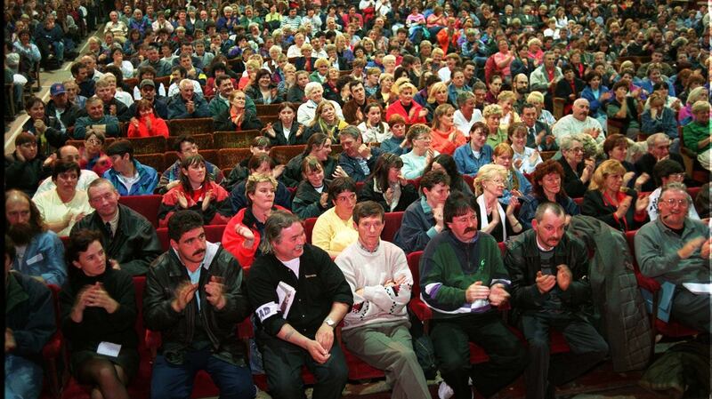 SEE STORY RICHARD BALLS.......The large crowd at last night's Anti-Drugs Meeting in Cabra, Dublin. PHOTOGRAPH - FRANK MILLER 25.10.96