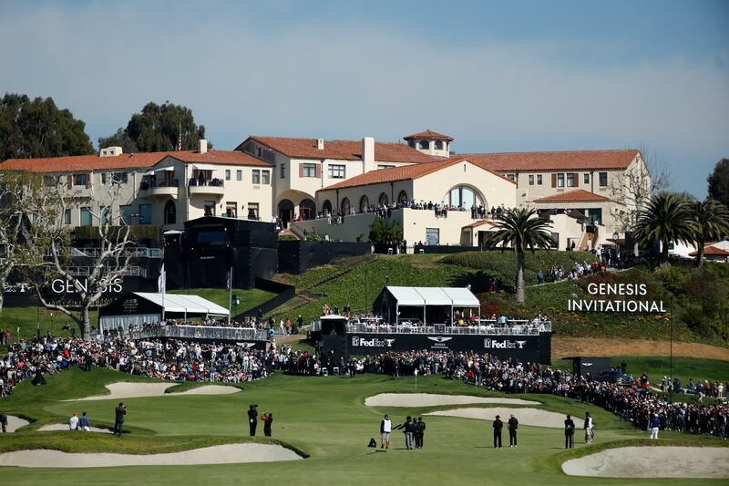 The ninth hole at Riviera. Photograph: Cliff Hawkins/Getty