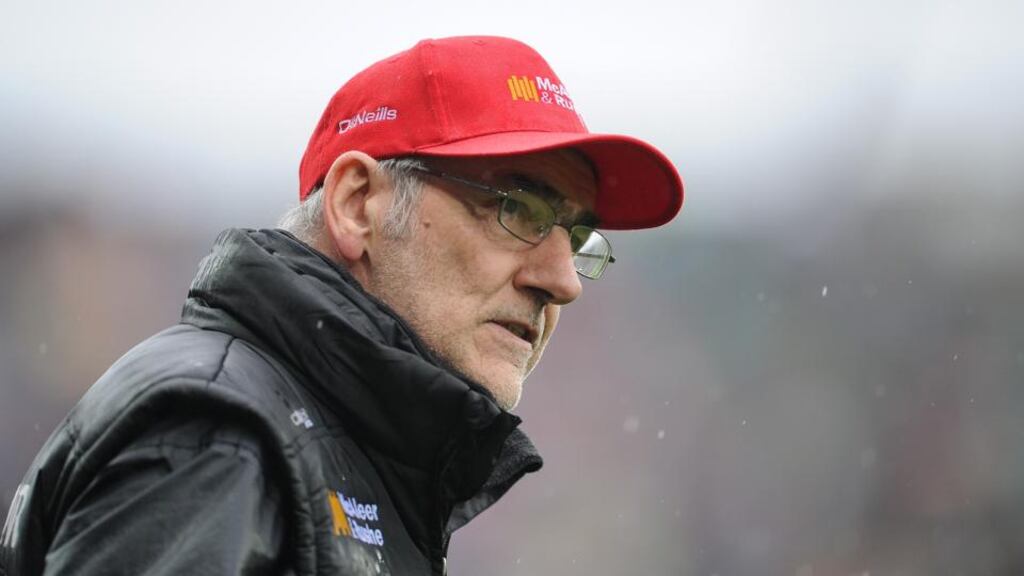 Mickey Harte will stay on as Tyrone manager for at least two more years. Photograph: Tommy Grealy/Inpho