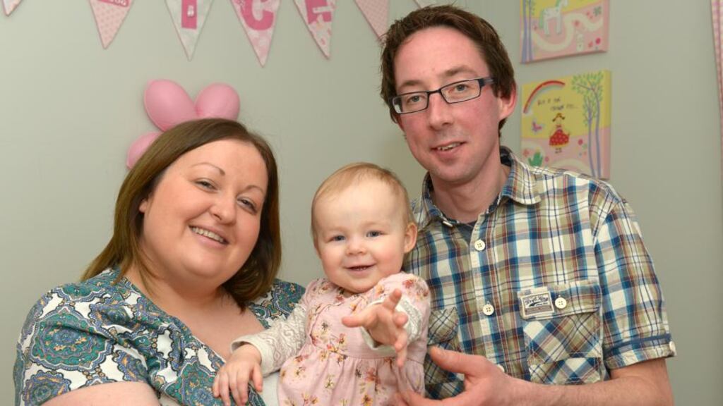 Lyndsey and Paul Turner pictured with their daughter, Alice, who they are hoping to enrol on a trial in the United States to treat her neuroblastoma.