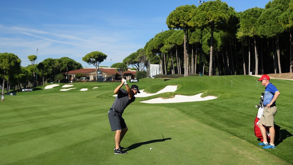 Pádraig Harrington of Ireland plays a practice round ahead of the Turkish Airlines Open at the Regnum Carya Golf & Spa Resort in Antalya, Turkey. Photo: Warren Little/Getty Images