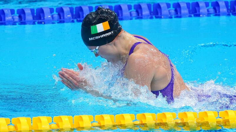 Ireland’s Mona McSharry in heat five of the women’s 100m breaststroke at the Tokyo Aquatics Centre on the second day of the Tokyo 2020 Olympic Games in Japan. Photo: Adam Davy/PA Wire