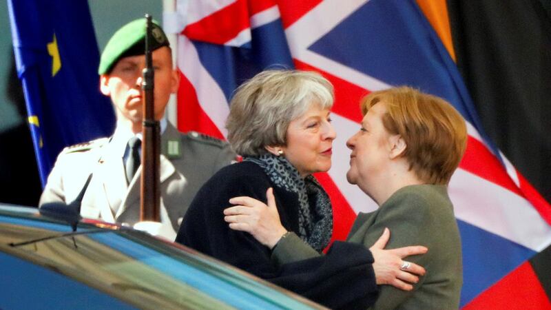 British prime minister Theresa May and German chancellor Angela Merkel say goodbye after they met to discuss Brexit in Berlin on April 9th. Photograph: Hannibal Hanschke/Reuters
