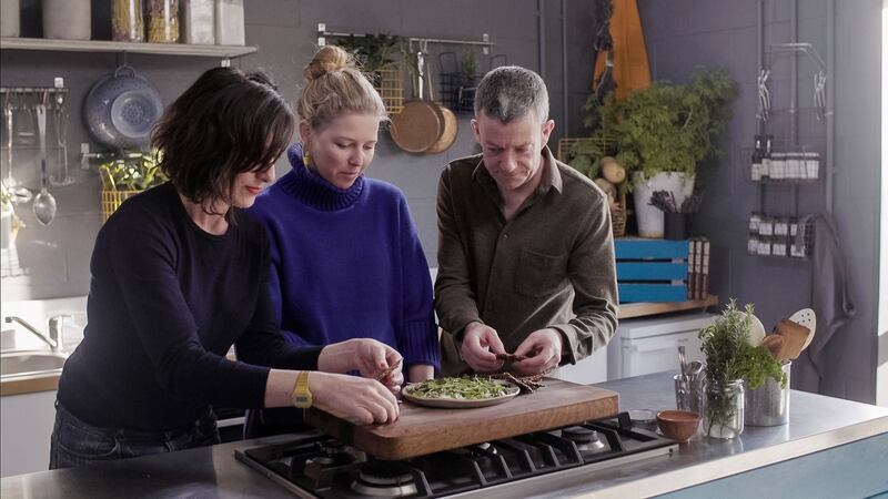 Karen O’Donohe, Katie Sanderson and Michael Kelly in Grow, Eat, Cook