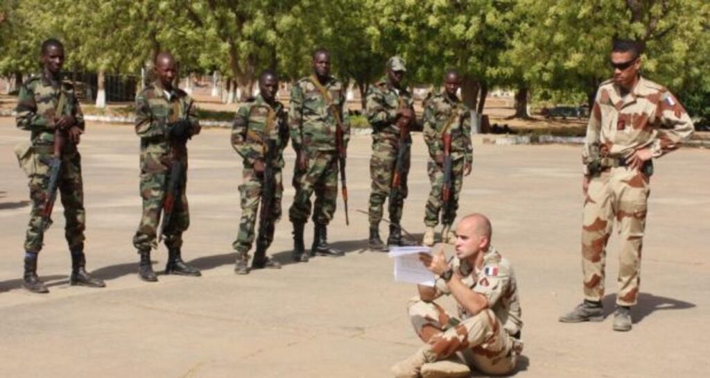 European troops training members of the Malian military. Twenty Irish Defence Forces personnel are participating in the EU mission to train Mali’s army. Photograph: Mary Fitzgerald