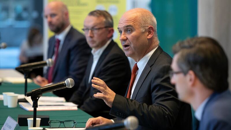 Dr Tony Holohan, then chief medical officer, leading a Covid-19 update press conference at the Department of Health during the height of the Covid pandemic. Photograph: Colin Keegan/Collins Dublin