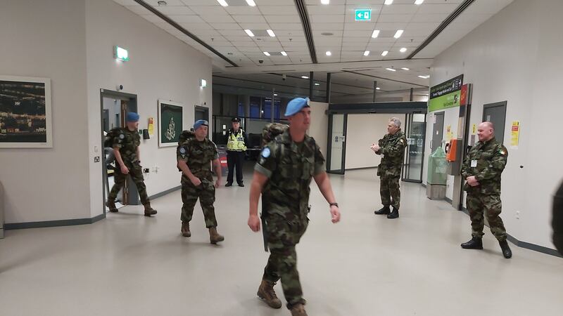 Defence Forces personnel return from UN deployment in Syria into Dublin Airport. Source: Defence Forces