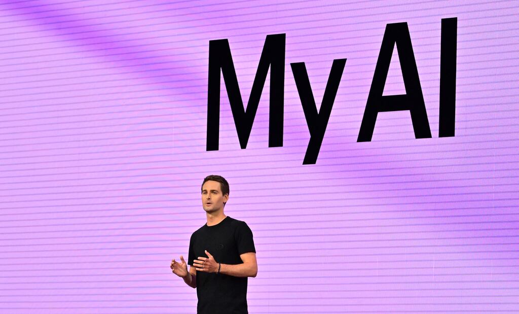Evan Spiegel (pictured) and Robert Murphy, founders and major shareholders in Snapchat, are shamelessly using our teenagers as guinea pigs in order to generate even more revenue from advertising. Photograph: Frederic J Brown/AFP via Getty Images