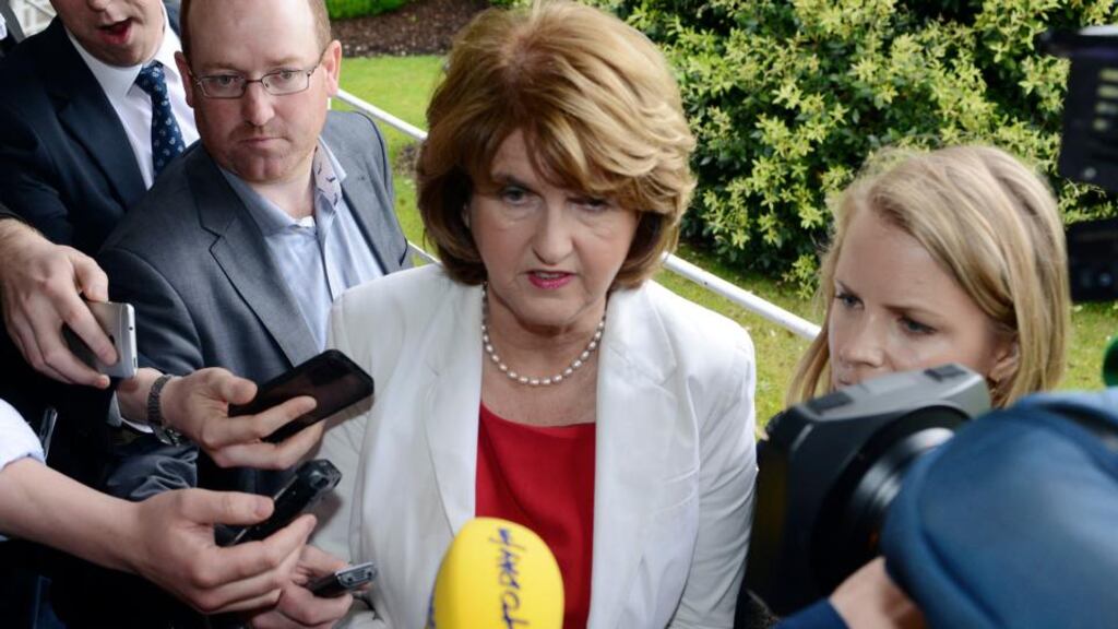 Minister for Social Protection Joan Burton arriving at the City West count centre today. Photograph: Dave Meehan/The Irish Times