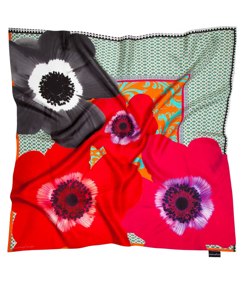 Multicolour Chain Anemone silk scarf from Susannagh Grogan’s Colour Riot Collection, €130