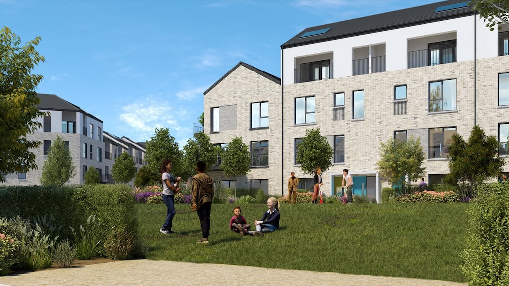 An artist’s impression of the development. The 4.1-hectare vacant site in Naas, Co Kildare will provide 221 homes, subject to planning approval.