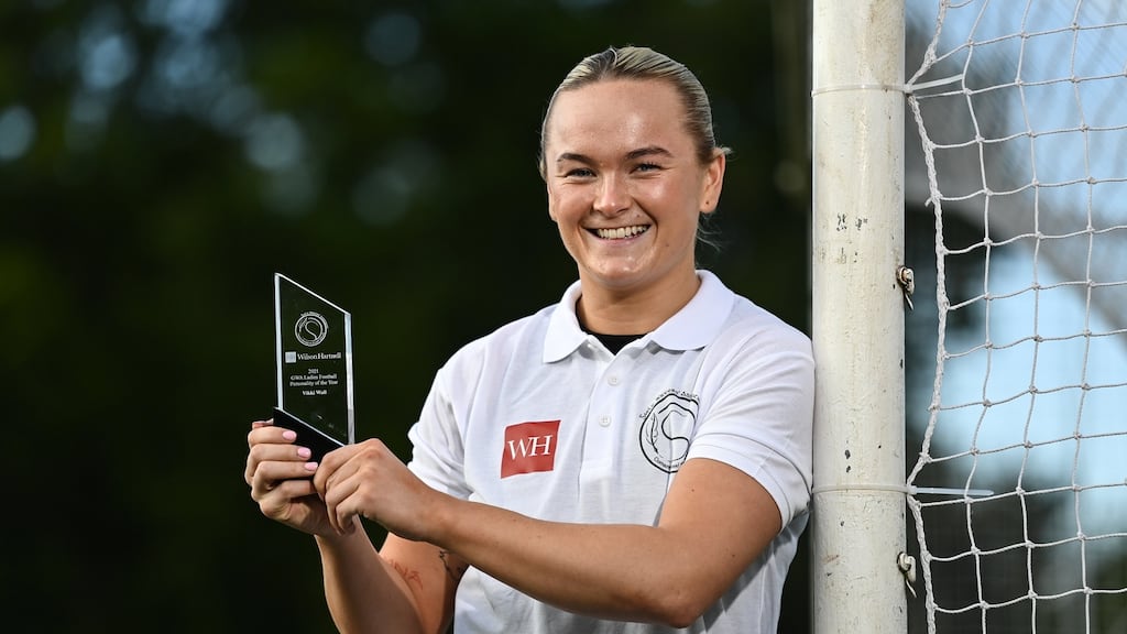 Vikki Wall with her Gaelic Writers’ Association award. Photograph: Sam Barnes/Sportsfile