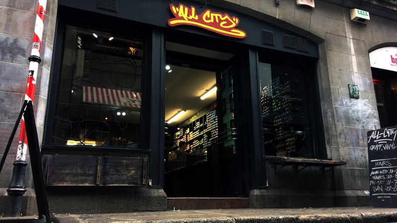 All City Records in Temple Bar: other small record shops in Dublin include Tower Records, The R.A.G.E./The Record Spot, Spindizzy, Freebird and Sound Cellar.