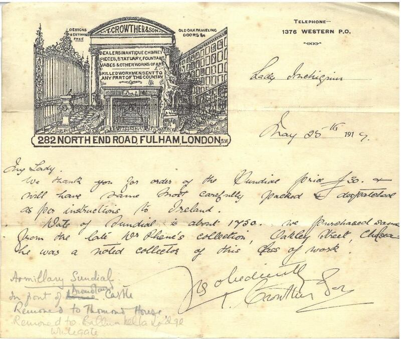 Lot 73: Lady Inchiquin’s receipt from 1919