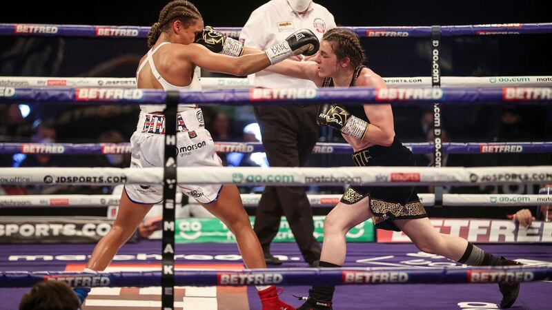 Taylor catches Jonas with a right-hand. Photo: Dave Thompson/Matchroom Boxing/Inpho