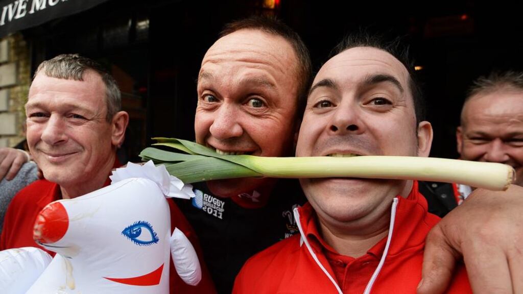 Welsh supporters from Tredegar, south Wales (from left): Graham George, Dai Williams and Neil Evans in Dublin yesterday. Photograph: Cyril Byrne
