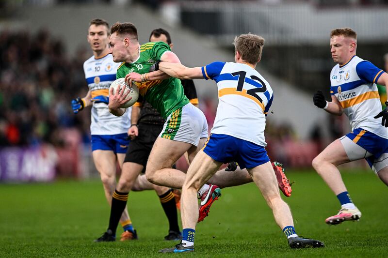 Glen's Ethan Doherty attempts to breakthrough Errigal Ciaran's defence. Photograph: Cathal McOscar/Inpho