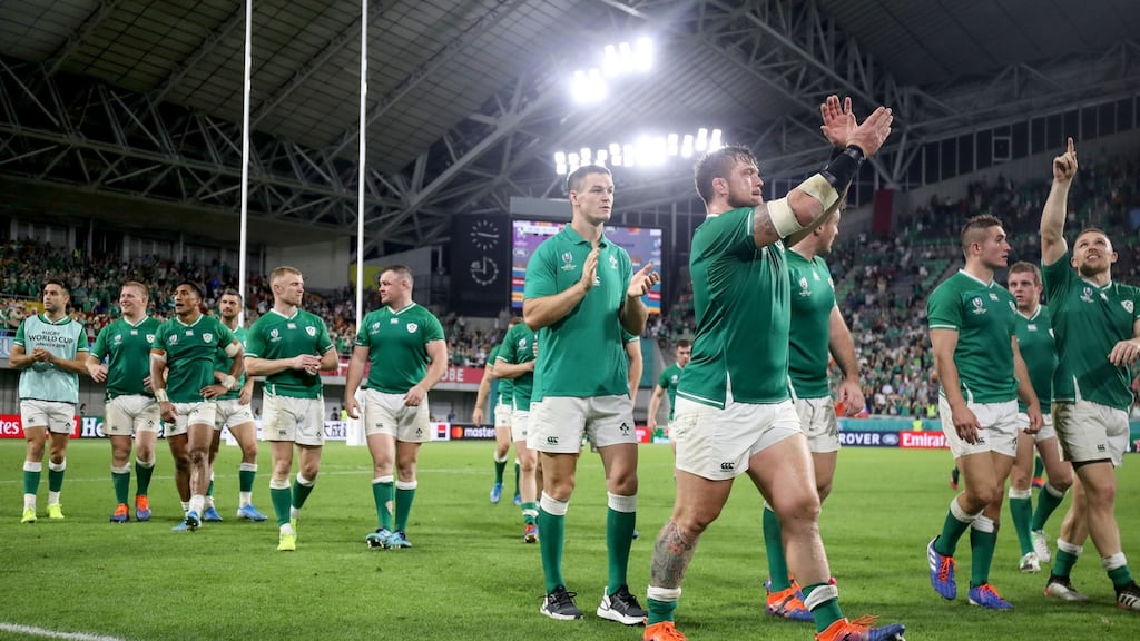 Ireland players leave the pitch after the 2019 Rugby World Cup win over Russia in Kobe. Photo: Dan Sheridan/Inpho
