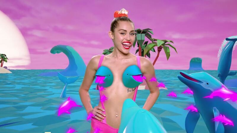 Miley Cyrus in the MTV Video Music Awards show, designed by Pamela Reed and Matthew Rader