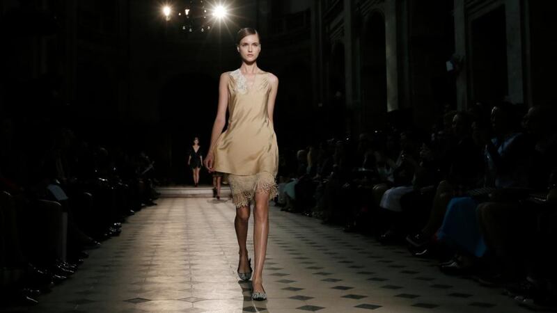 A model wears a creation by Wauchob at Paris Fashion Week. Photograph: Gonzalo Fuentes /Reuters