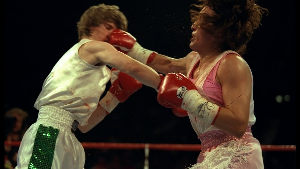 Deirdre Gogarty and Christy Martin trade blows during a bout in Las Vegas, Nevada on March 16th 1996. Martin won the fight with a decision in the sixth round. Mandatory Credit: Al Bello /Allsport