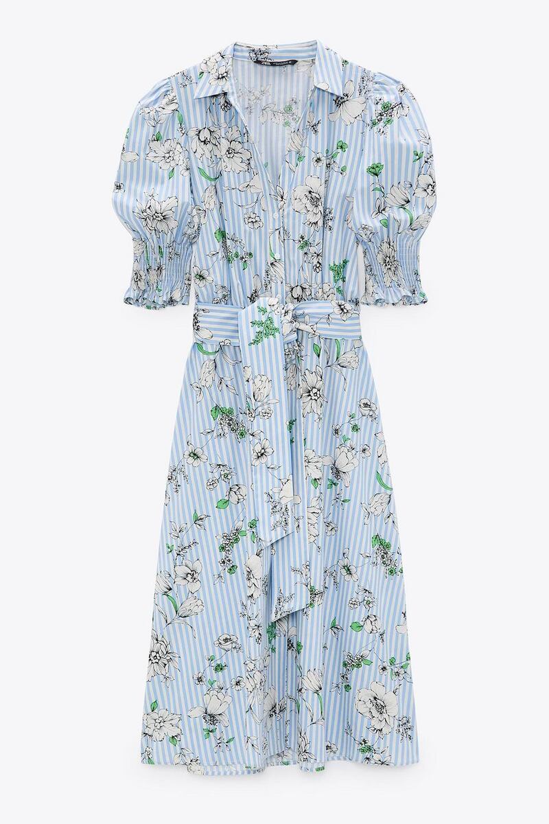 Blue and white striped print dress €49.95 Zara