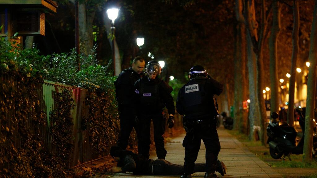 French police detain a man outside the Bataclan Theatre in Paris on November 13th, 2015. Immediately following the terrorist attacks, which killed 130 people, French law enforcement authorities made 4,286 requests to Google in relation to 5,164 users or accounts. Photograph: EPA/Yoan Valat