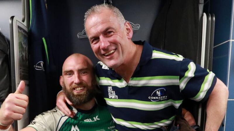 Former Ireland outhalf and Connacht coach Eric Elwood with Connacht captain John Muldoon at Murrayfield. Photograph: James Crombie/Inpho
