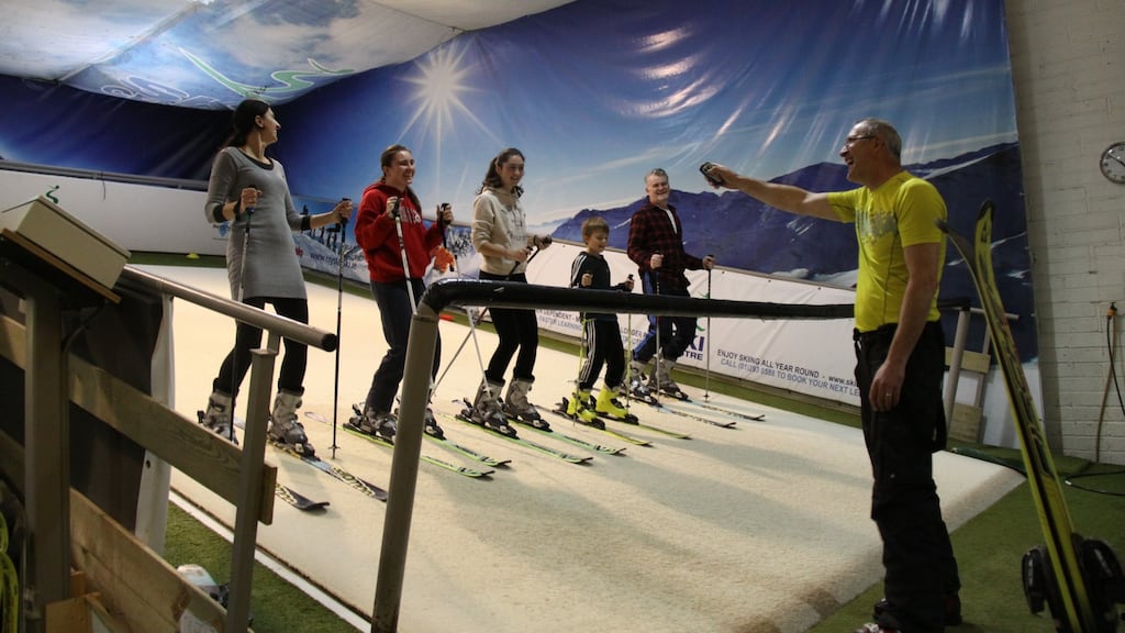 The Ski Centre in Sandyford offers lessons on a 10-minutes-one, 10-minutes-off basis, and parents and children can learn at the same time.