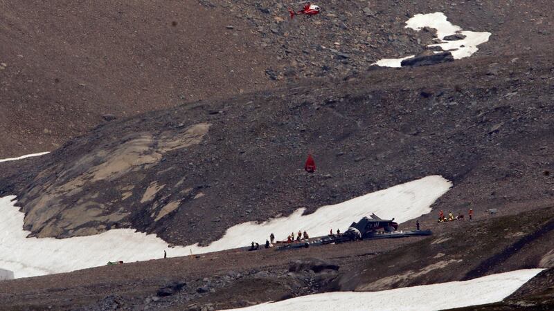A view of the accident site  near the mountain resort of Flims, Switzerland. Photograph: REUTERS/Arnd Wiegmann