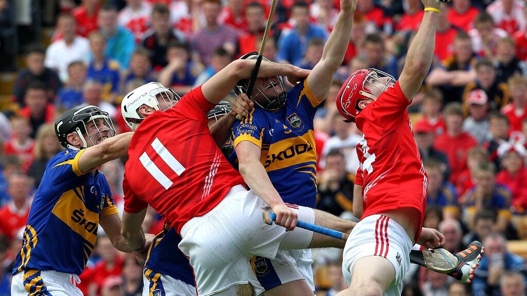 Cork’s Paudie O’Sullivan reaches for the dropping ball in the 2012 All-Ireland semi-final against Tipperary. Photograph: Lorraine O’Sullivan/Inpho