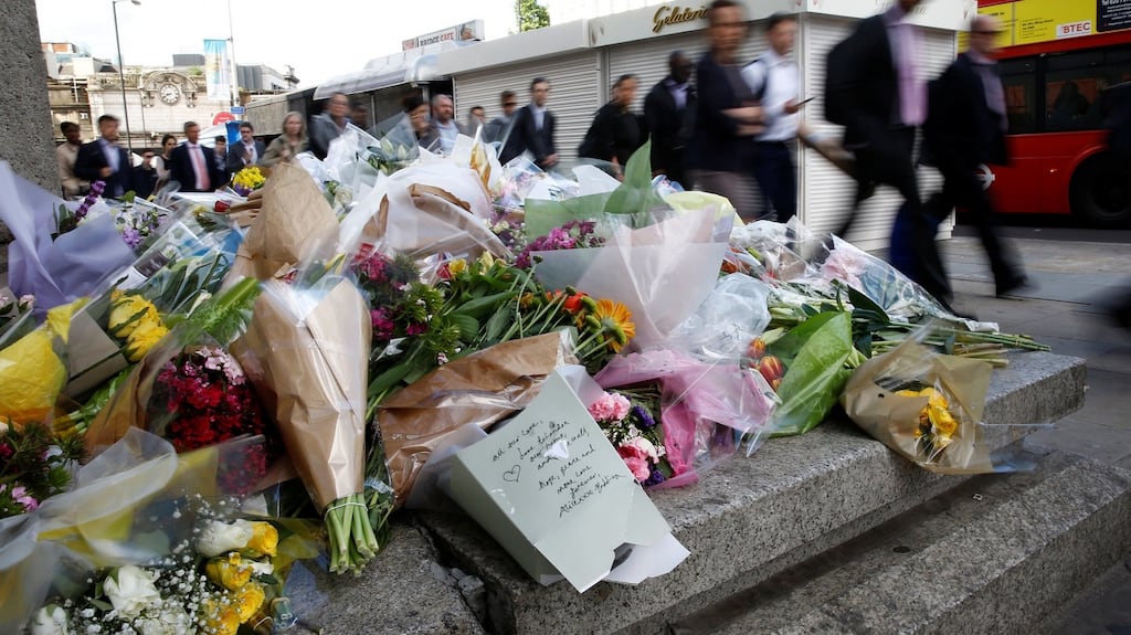 Floral tributes near the scene of Saturday’s attacks in London. Deputy Commissioner John Twomey said gardaí can match the response time of London police in the event of an attack. Photograph: Stefan Wermuth/Reuters