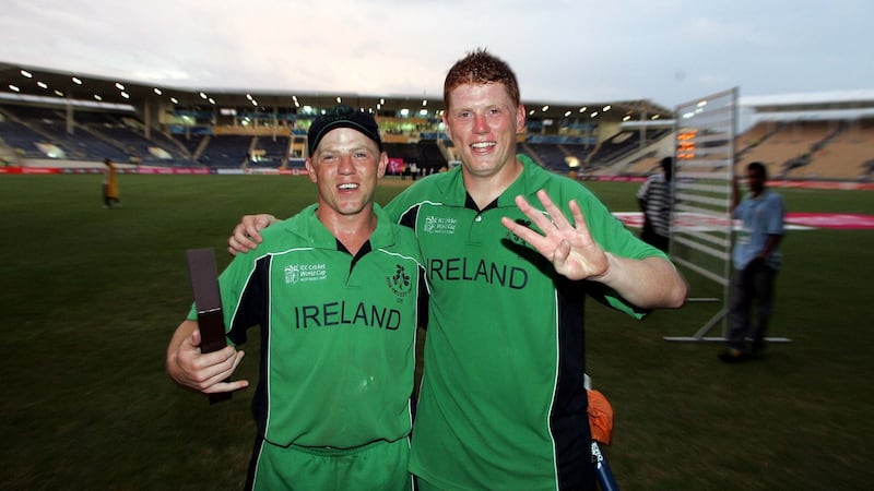 Man-of-the-match Niall O’Brien and his younger brother Kevin after the victory over Pakistan. Photograph: Morgan Treacy/Inpho