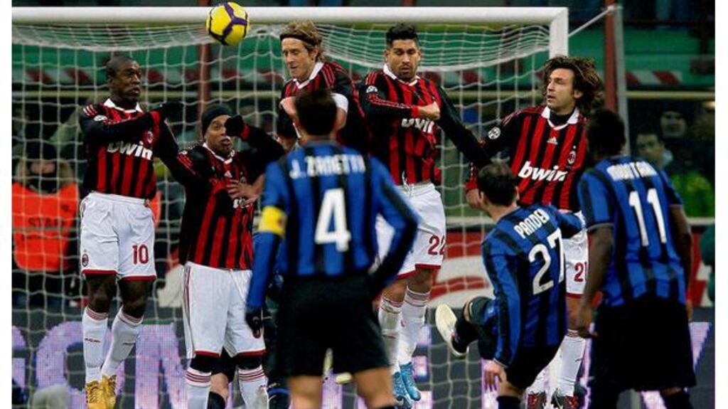 Goran Pandev scores Inter Milan's second goal last night.