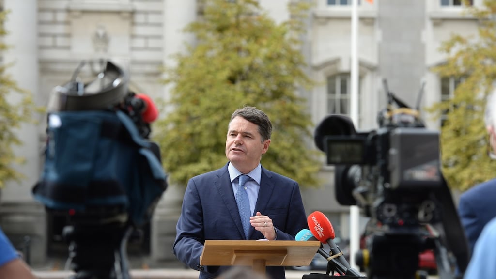 Minister for Finance Paschal Donohoe launching Ireland’s Corporate Tax Roadmap at Government Buildings yesterday. The brutal political reality facing Leo Varadkar is that once the budget is out of the way, he will continue in office for only as long as the Opposition decides. Photograph: Dara Mac Dónaill