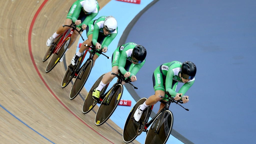 Ireland’s Josie Knight, Lydia Boylan, Melanie Spath and Caroline Ryan compete in the Women’s Team Pursuit during day two of the UCI Track Cycling World Championships at Lee Valley VeloPark, London.