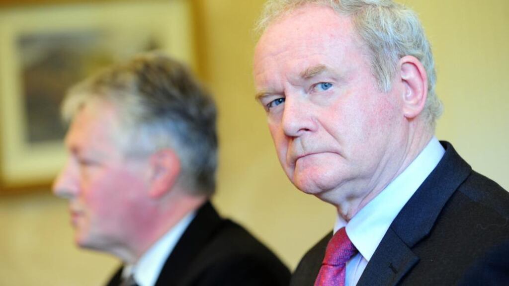 First Minister Peter Robinson and Deputy First Minister Martin McGuinness. photograph: Arthur Allison