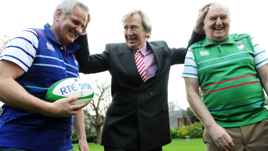 Brent Pope, Tom McGurk and George Hook at the launch of RTÉ Sport’s comprehensive live coverage of 2008 RBS 6 Nations. Photo: Stephen McCarthy/Sportsfile