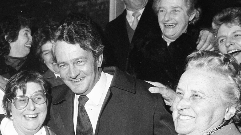 Desmond O’Malley and his wife Patricia at Fianna Fail headquarters in Mount Street, Dublin, in February 1985. Photograph: Jack McManus / THE IRISH TIMES