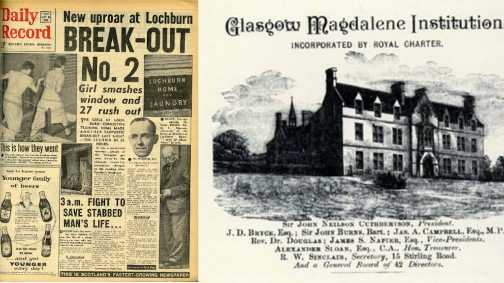 How the Daily Record reported the 1958 escape from Glasgow’s Magdalene Institution for the Repression of Vice and Rehabilitation of Penitent Females (also known as Lochburn House). It had very specific criteria for women who entered – they had to be free from venereal disease, newly “fallen”, not pregnant – which set it apart from its Irish counterparts – and willing to submit to discipline. Others were committed to the notorious Lock Hospital