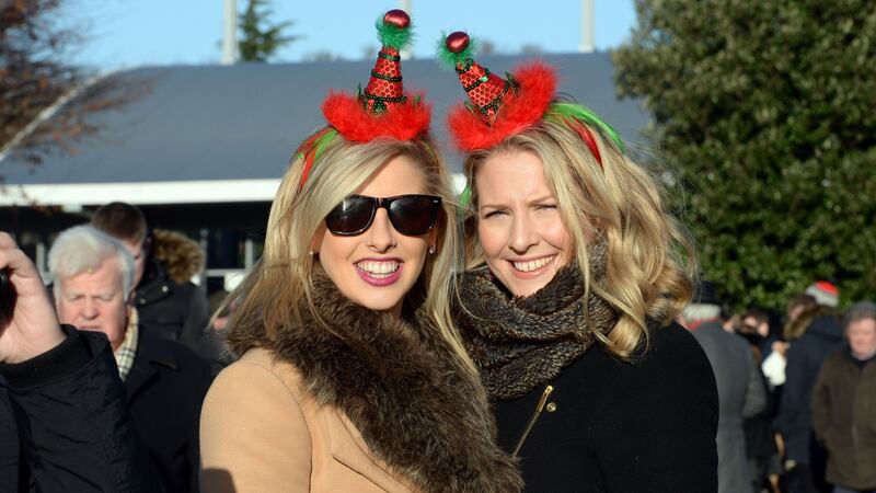 Rachel and Aoife Wallace from Stillorgan at the Leopardstown races. Photograph: Cyril Byrne/The Irish Times