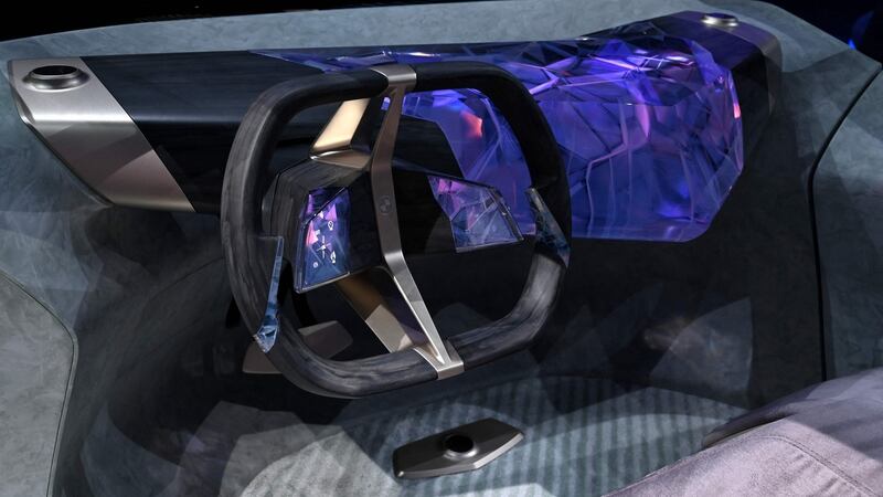 The interior of a BMW i vision circular concept car. Photograph: Christof Stache/AFP