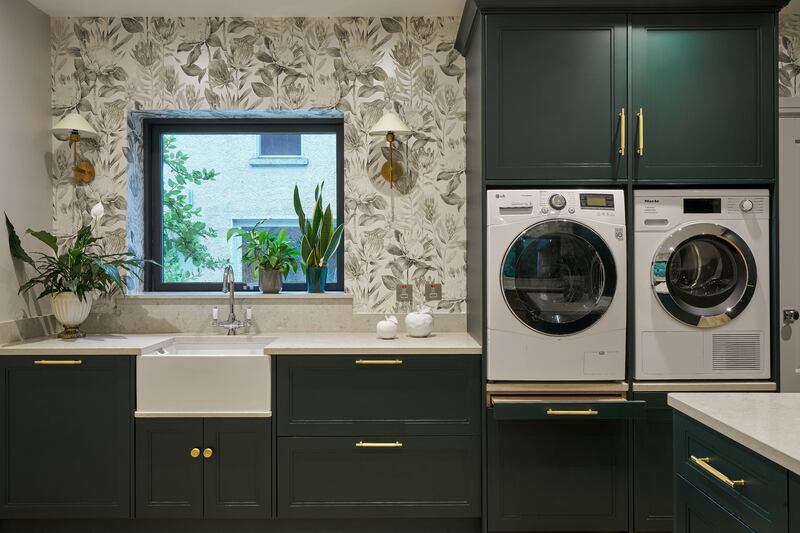 The couple describe their utility room as 'a really practical space with plenty of storage'. Photograph: Gareth Byrne