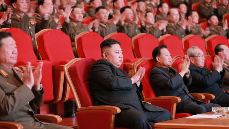 North Korean leader Kim Jong-un visiting the People’s Theatre in Pyongyang on Wednesday. Photograph: Getty Images