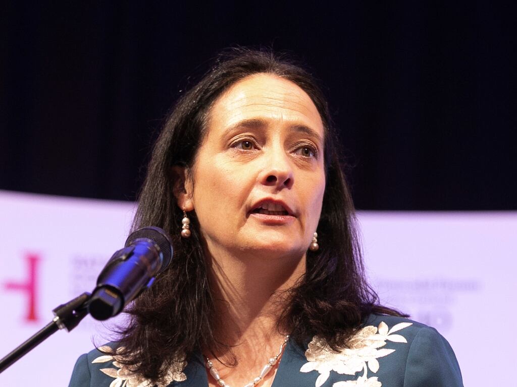 Minister for Tourism Catherine Martin says alternatives to hotel accommodations is being sought for refugees from Ukraine. Photograph: Collins